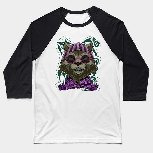 fashion cat street art Baseball T-Shirt by JiraDesign